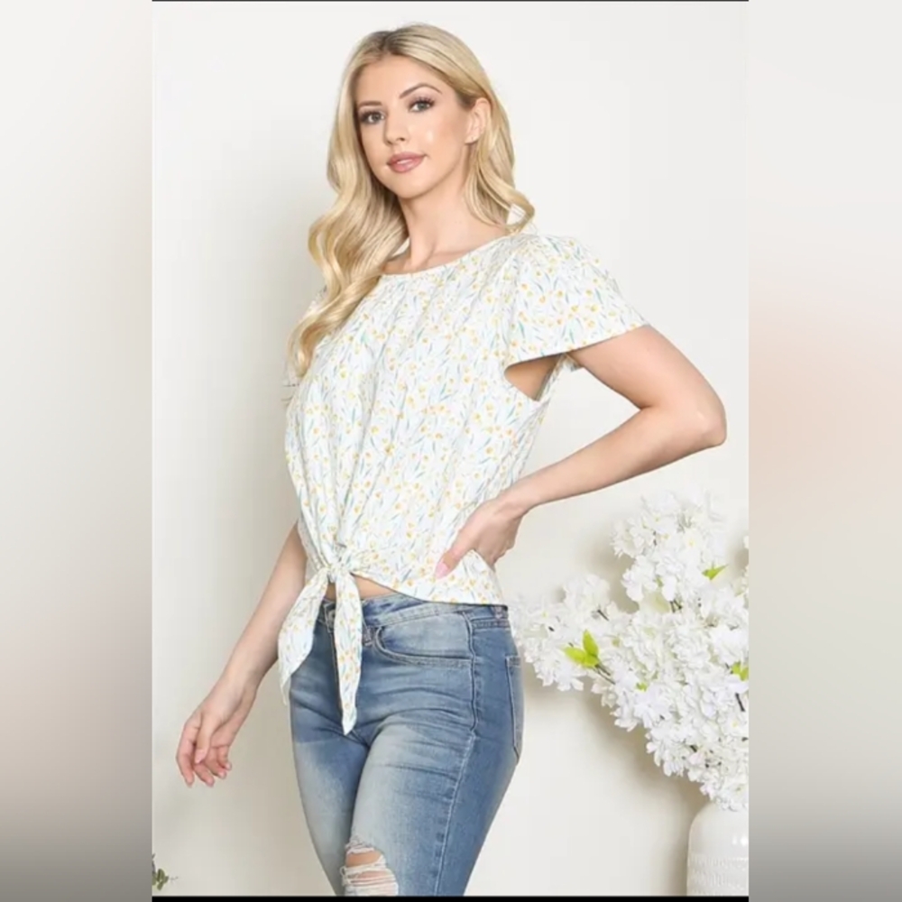 West Moon floral knot top